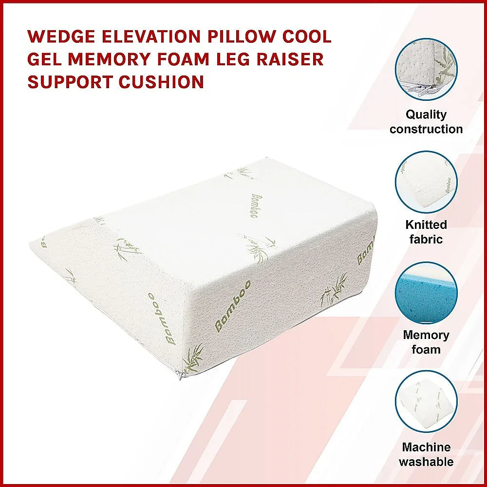 Wedge Elevation Pillow Cool Gel Memory Foam Leg Raiser Support Cushion - Mekamart Australia