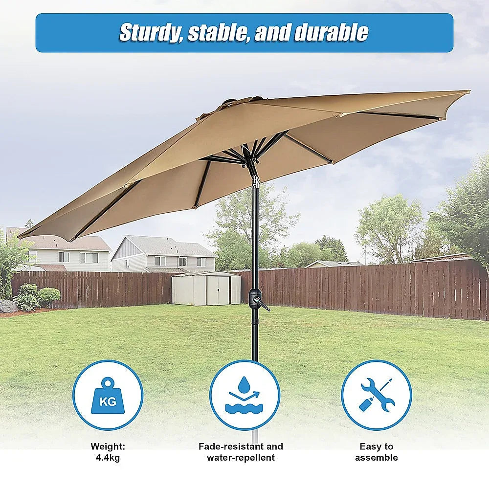 9FT Patio Umbrella Outdoor Garden Table Umbrella with 8 Sturdy Ribs - Mekamart Australia