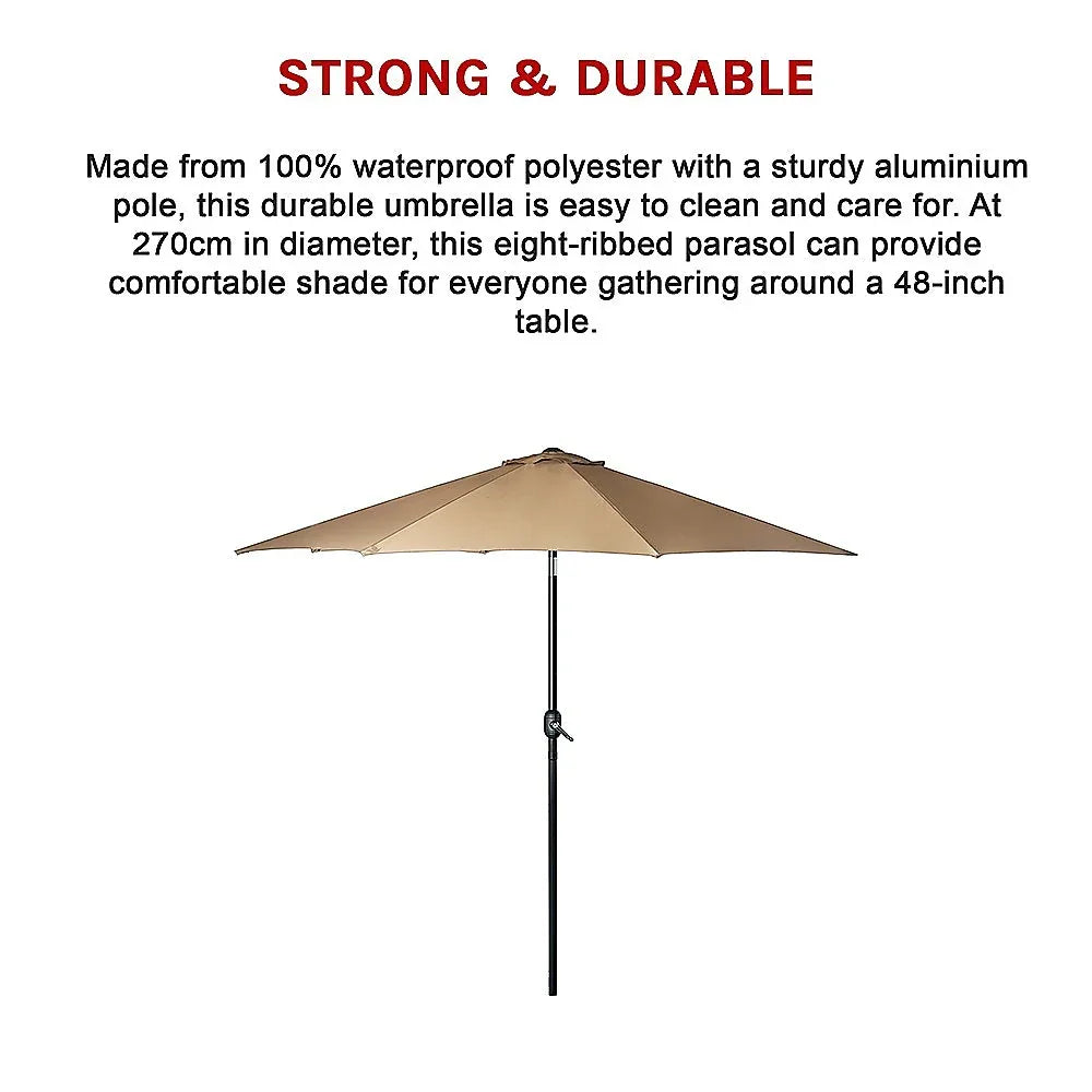 9FT Patio Umbrella Outdoor Garden Table Umbrella with 8 Sturdy Ribs - Mekamart Australia