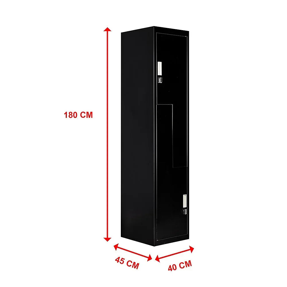 Black Two-Door L-shaped Office Gym Shed Storage Lockers - Mekamart Australia