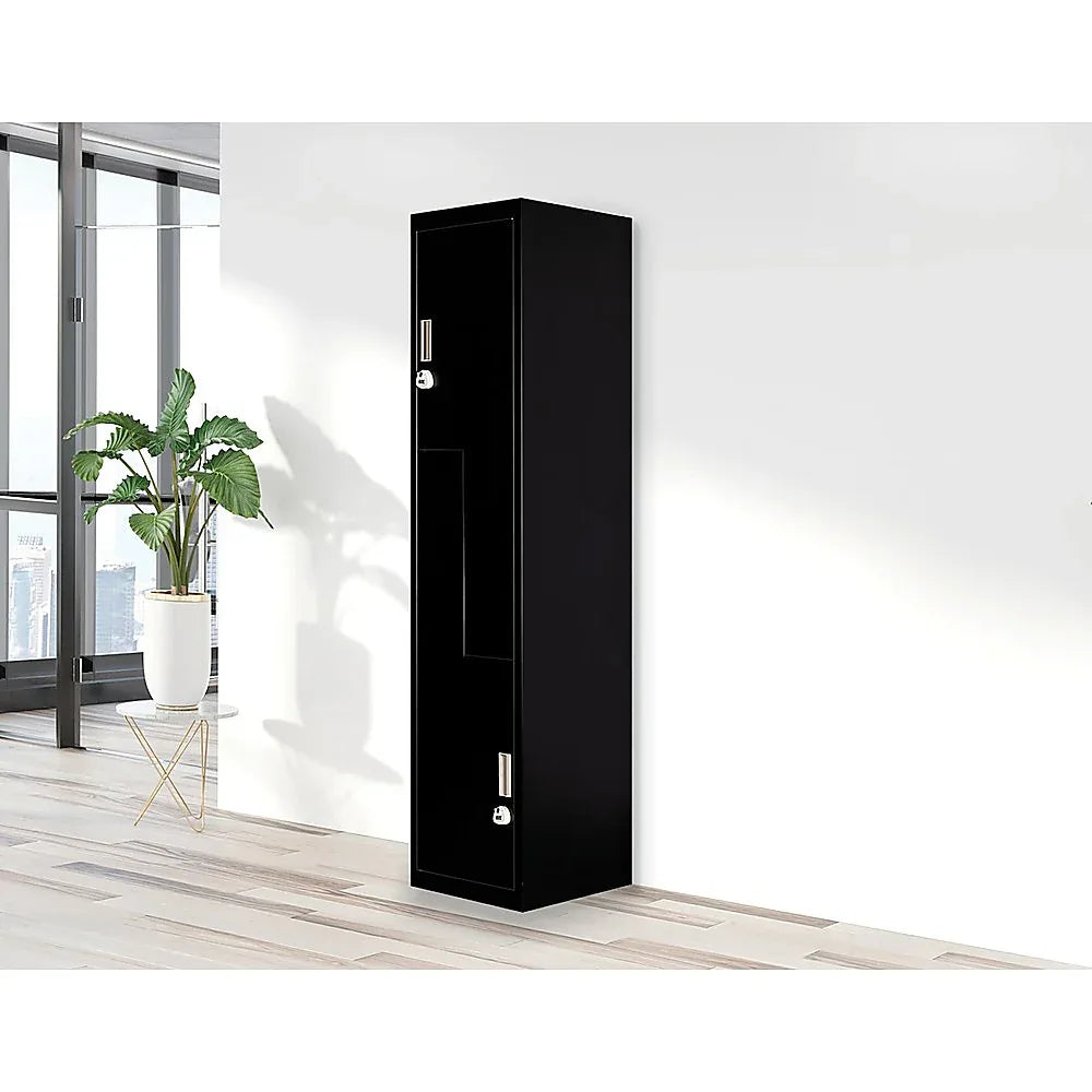 Black Two-Door L-shaped Office Gym Shed Storage Lockers - Mekamart Australia