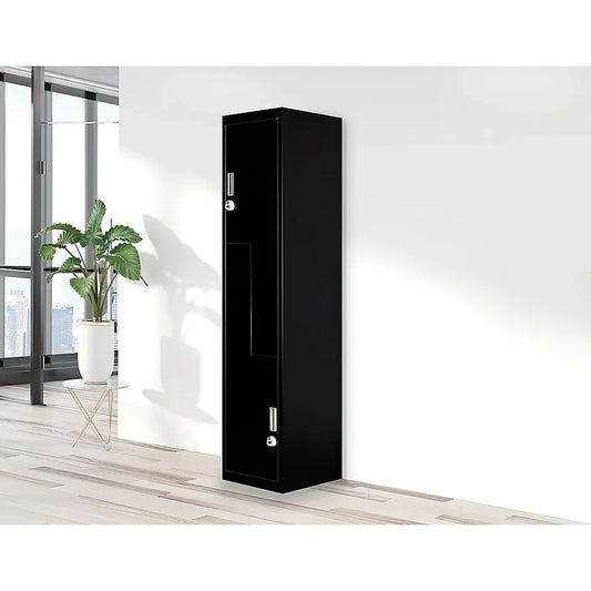 Black Two-Door L-shaped Office Gym Shed Storage Lockers - Mekamart Australia