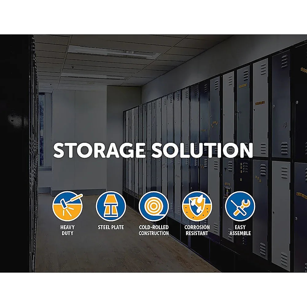 Black Two-Door L-shaped Office Gym Shed Storage Lockers - Mekamart Australia