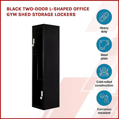 Black Two-Door L-shaped Office Gym Shed Storage Lockers - Mekamart Australia