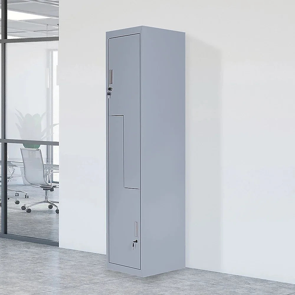 Grey Two-Door L-shaped Office Gym Shed Storage Lockers - Mekamart Australia