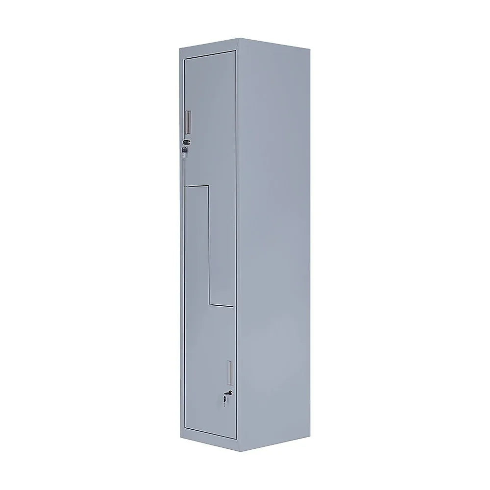 Grey Two-Door L-shaped Office Gym Shed Storage Lockers - Mekamart Australia