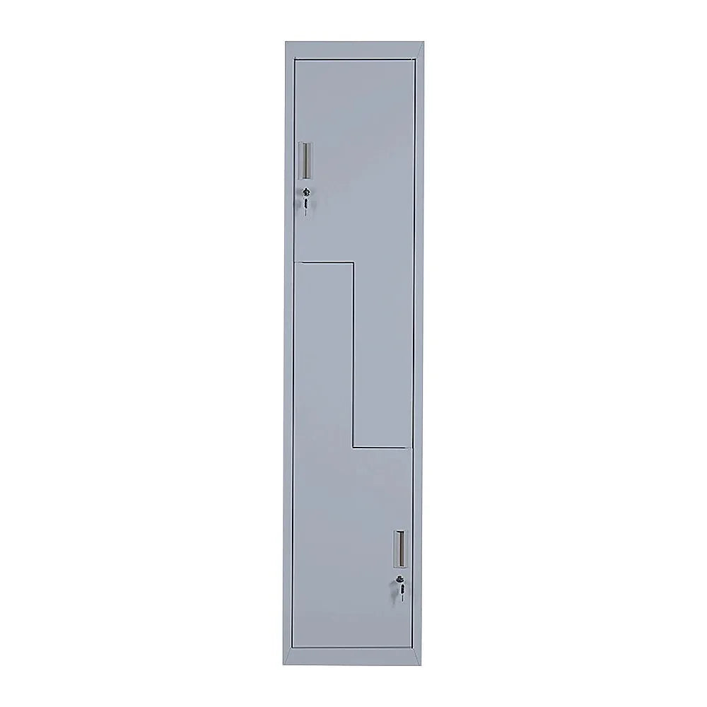 Grey Two-Door L-shaped Office Gym Shed Storage Lockers - Mekamart Australia