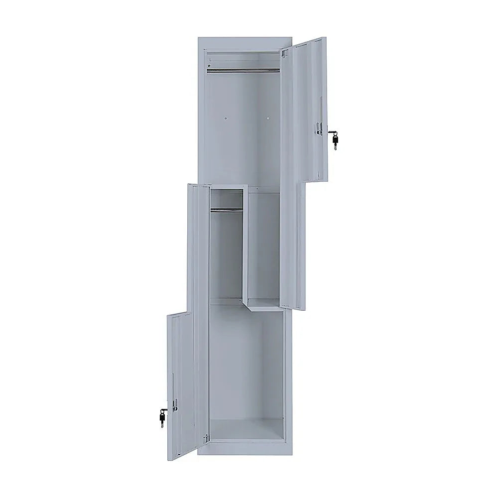 Grey Two-Door L-shaped Office Gym Shed Storage Lockers - Mekamart Australia