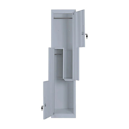 Grey Two-Door L-shaped Office Gym Shed Storage Lockers - Mekamart Australia