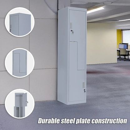 Grey Two-Door L-shaped Office Gym Shed Storage Lockers - Mekamart Australia