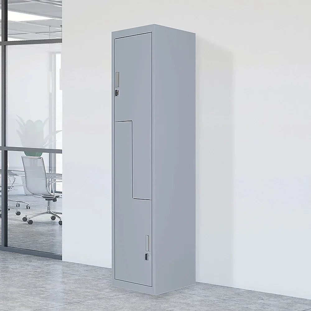 Grey Two-Door L-shaped Office Gym Shed Storage Lockers - Mekamart Australia