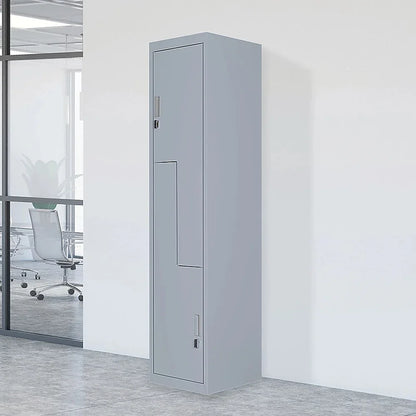 Grey Two-Door L-shaped Office Gym Shed Storage Lockers - Mekamart Australia