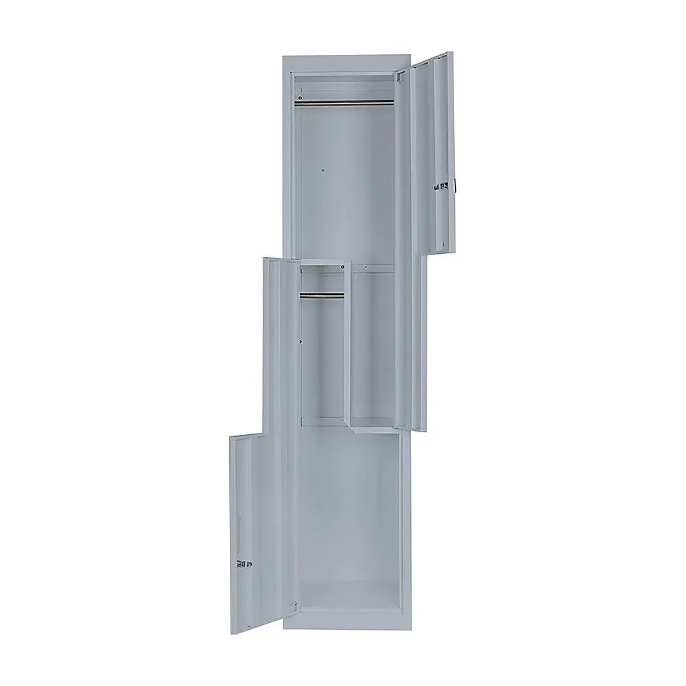 Grey Two-Door L-shaped Office Gym Shed Storage Lockers - Mekamart Australia