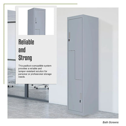 Grey Two-Door L-shaped Office Gym Shed Storage Lockers - Mekamart Australia
