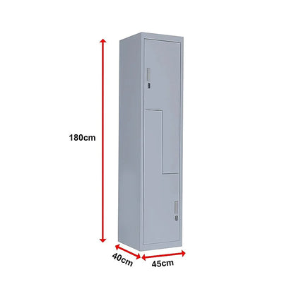Grey Two-Door L-shaped Office Gym Shed Storage Lockers - Mekamart Australia