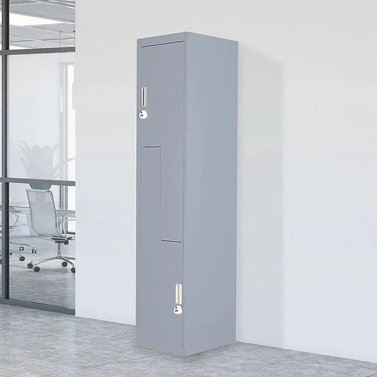 Grey Two-Door L-shaped Office Gym Shed Storage Lockers - Mekamart Australia