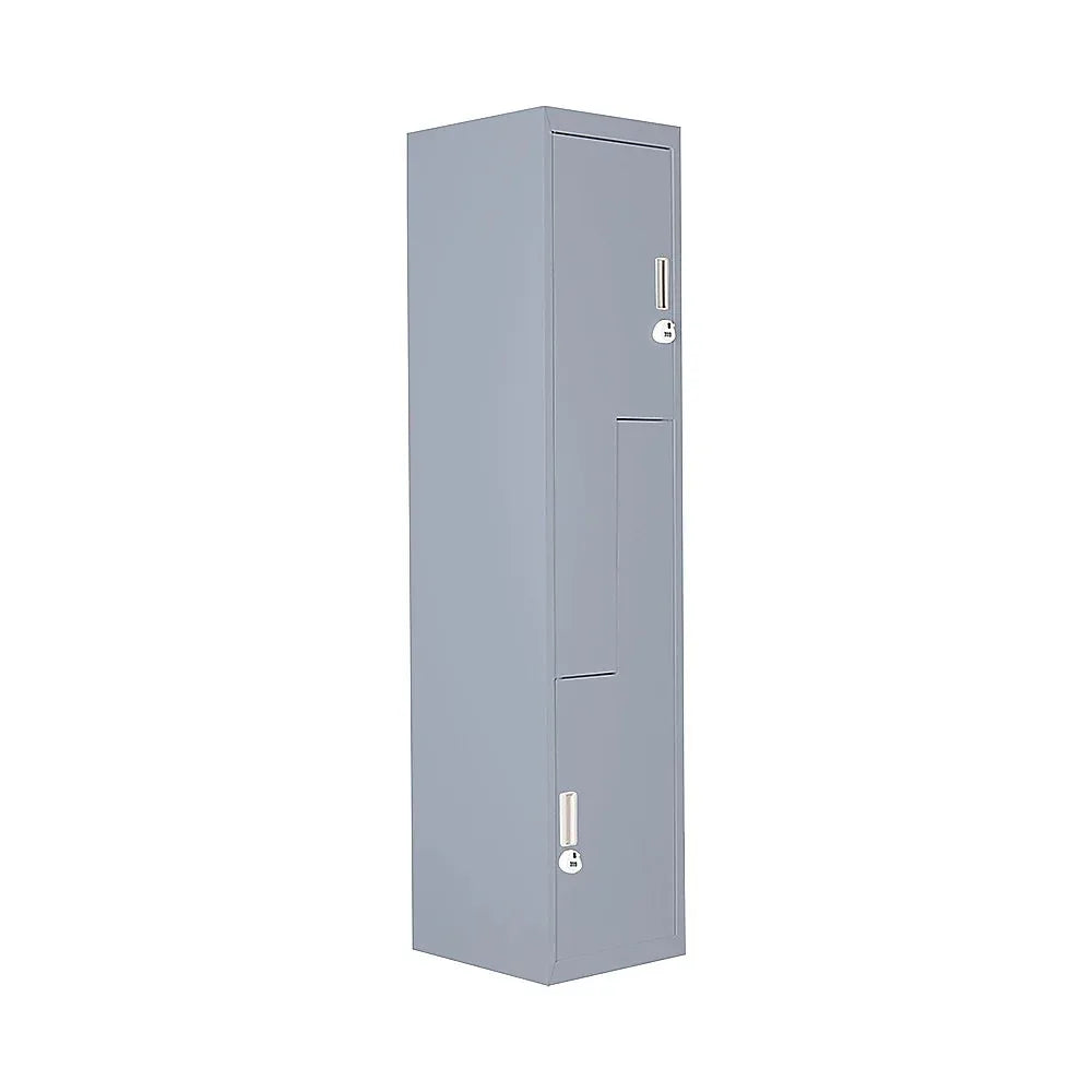 Grey Two-Door L-shaped Office Gym Shed Storage Lockers - Mekamart Australia