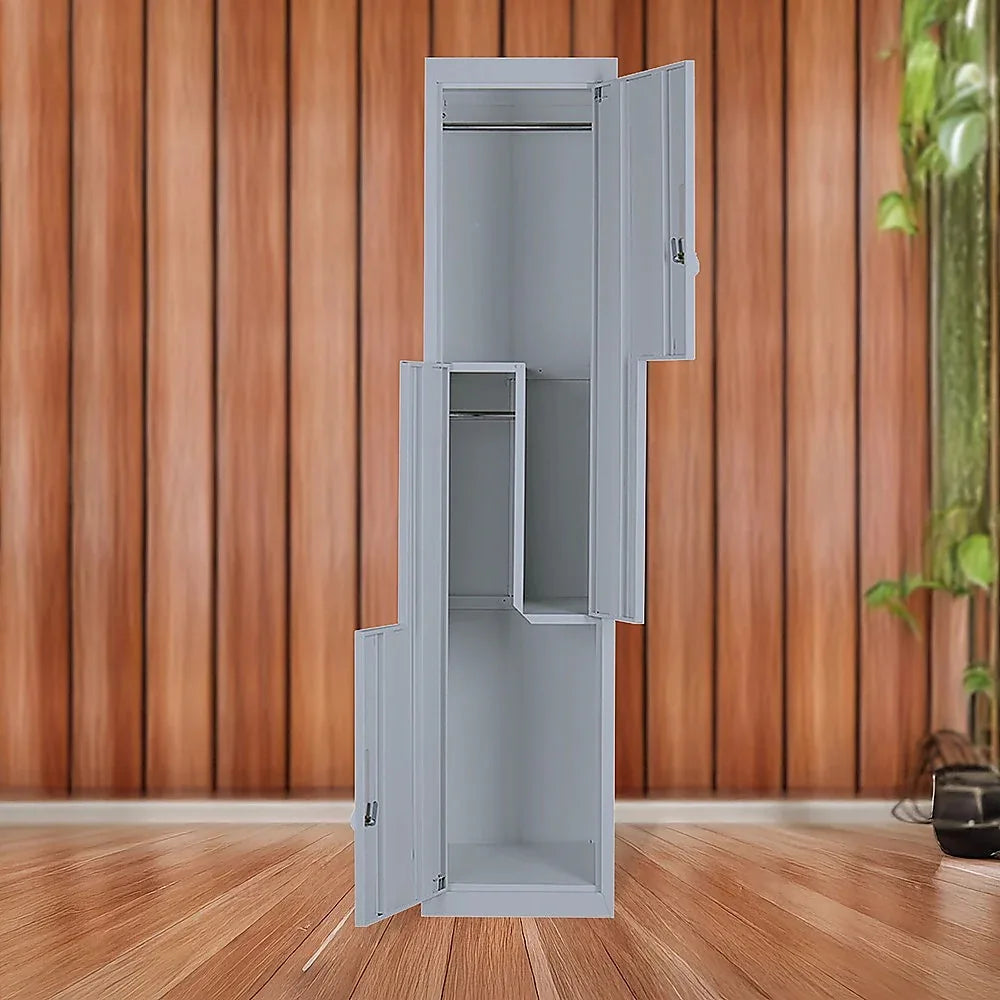 Grey Two-Door L-shaped Office Gym Shed Storage Lockers - Mekamart Australia