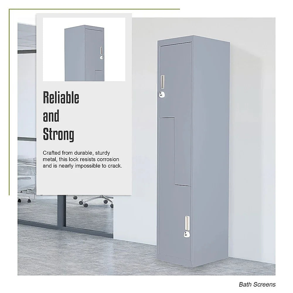 Grey Two-Door L-shaped Office Gym Shed Storage Lockers - Mekamart Australia