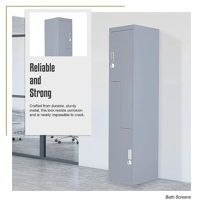 Grey Two-Door L-shaped Office Gym Shed Storage Lockers - Mekamart Australia