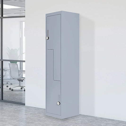 Grey Two-Door L-shaped Office Gym Shed Storage Lockers - Mekamart Australia