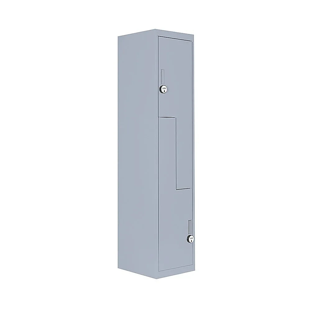 Grey Two-Door L-shaped Office Gym Shed Storage Lockers - Mekamart Australia