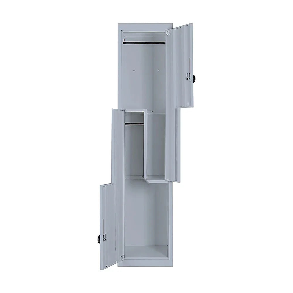 Grey Two-Door L-shaped Office Gym Shed Storage Lockers - Mekamart Australia