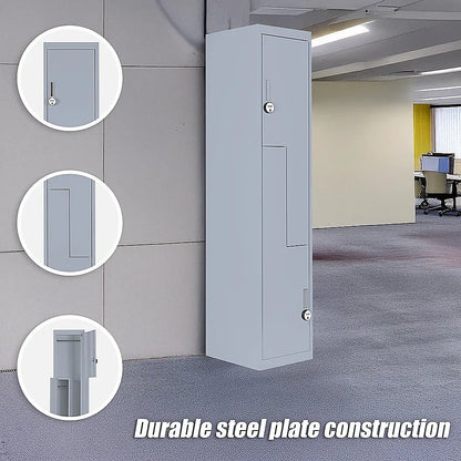 Grey Two-Door L-shaped Office Gym Shed Storage Lockers - Mekamart Australia