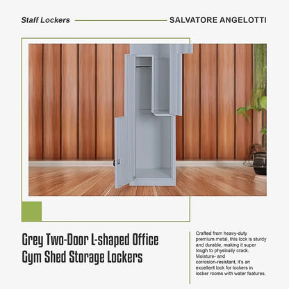 Grey Two-Door L-shaped Office Gym Shed Storage Lockers - Mekamart Australia
