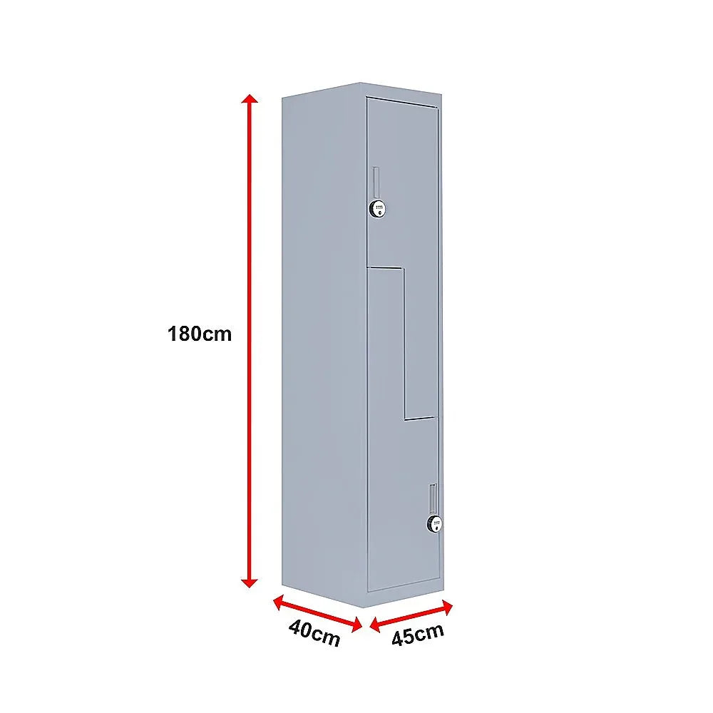 Grey Two-Door L-shaped Office Gym Shed Storage Lockers - Mekamart Australia