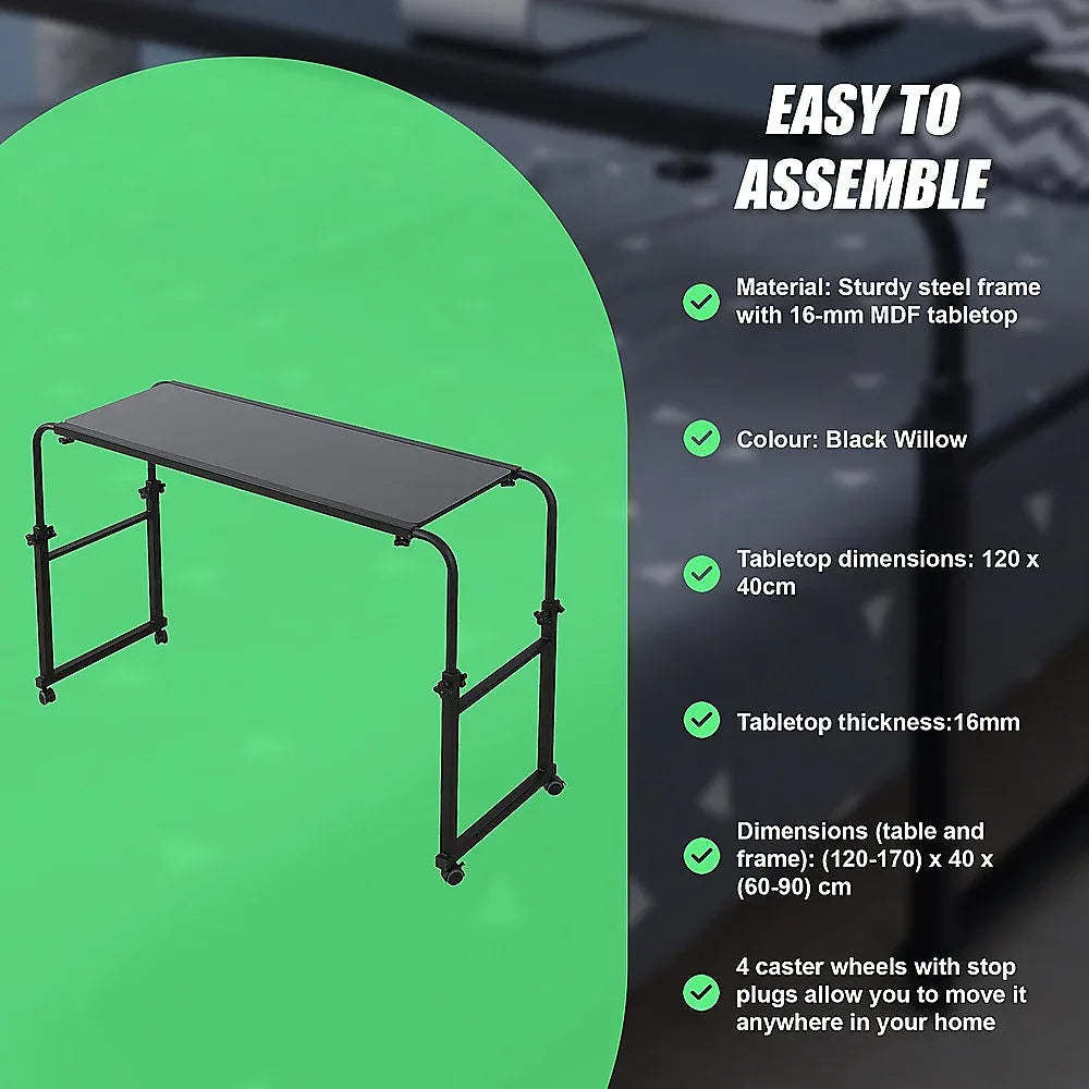 Overbed Table Work Laptop Desk with Wheels - Mekamart Australia