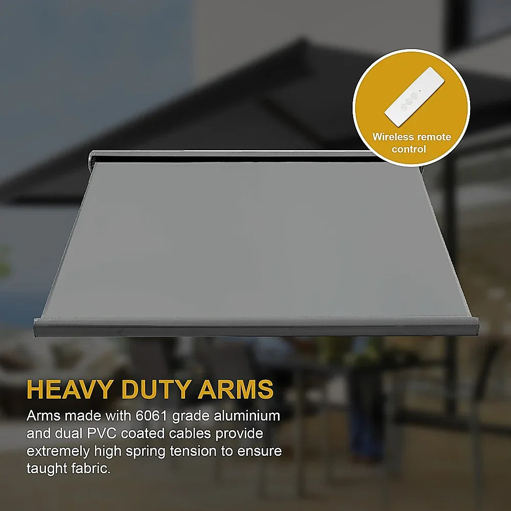 5.5m x 3.0m Retractable Folding Arm Awning Heavy Duty Full Cassette Motorised - Mekamart Australia
