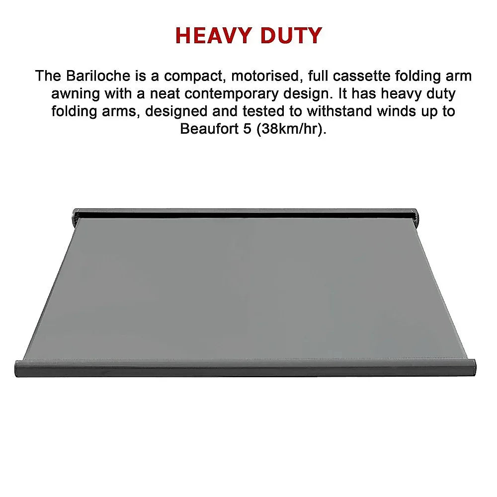 5.5m x 3.0m Retractable Folding Arm Awning Heavy Duty Full Cassette Motorised - Mekamart Australia