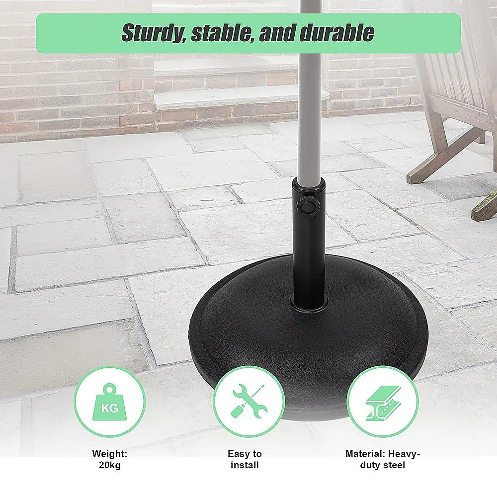 20kg Patio Sun Umbrella Base Durable Parasol Garden Stand Cement Round - Mekamart Australia