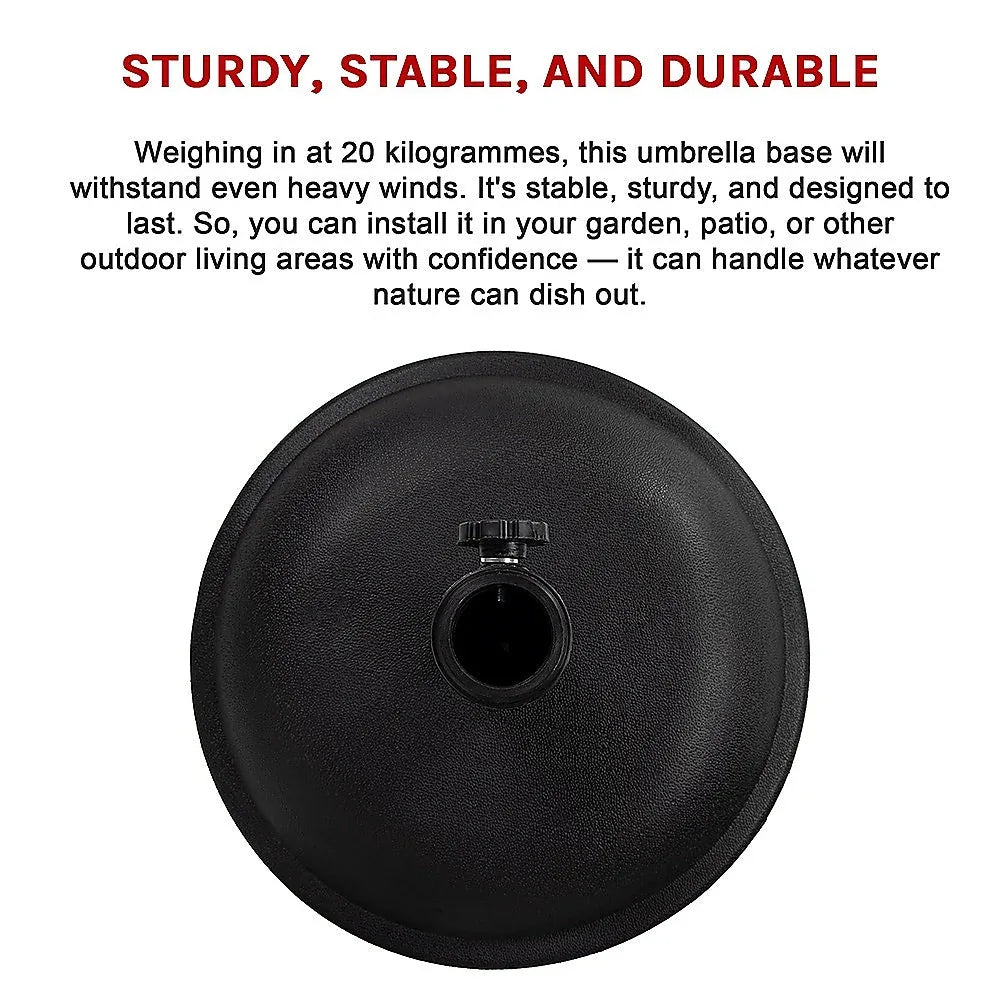20kg Patio Sun Umbrella Base Durable Parasol Garden Stand Cement Round - Mekamart Australia