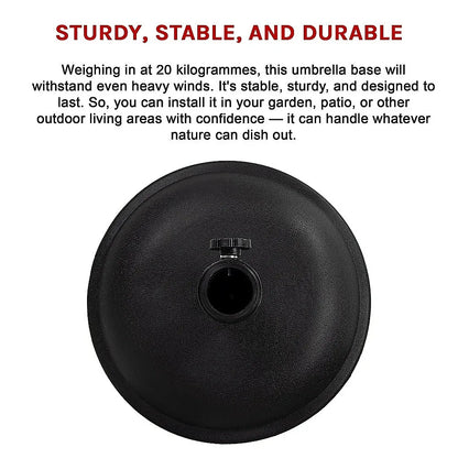 20kg Patio Sun Umbrella Base Durable Parasol Garden Stand Cement Round - Mekamart Australia