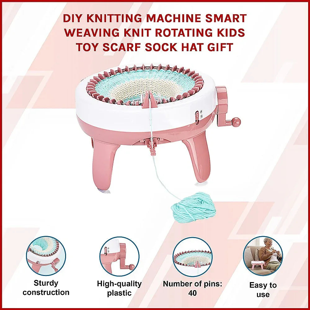 DIY Knitting Machine Smart Weaving Knit Rotating Kids Toy Scarf Sock Hat Gift - Mekamart Australia