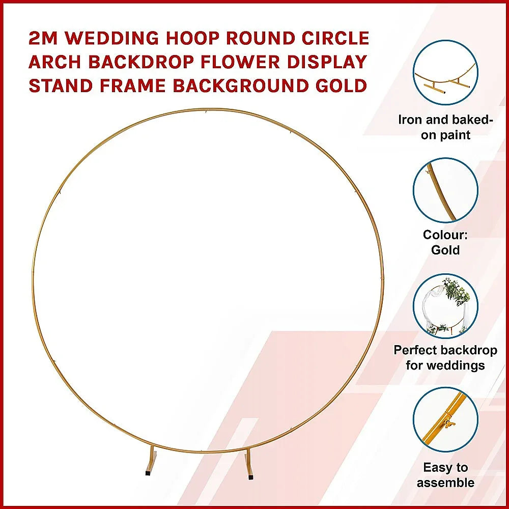 2M Wedding Hoop Round Circle Arch Backdrop Flower Display Stand Frame Background - Mekamart Australia