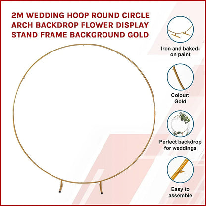 2M Wedding Hoop Round Circle Arch Backdrop Flower Display Stand Frame Background - Mekamart Australia