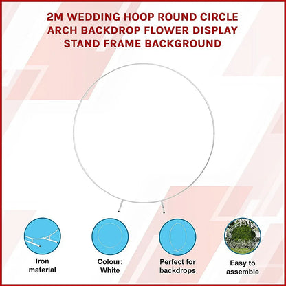 2M Wedding Hoop Round Circle Arch Backdrop Flower Display Stand Frame Background - Mekamart Australia