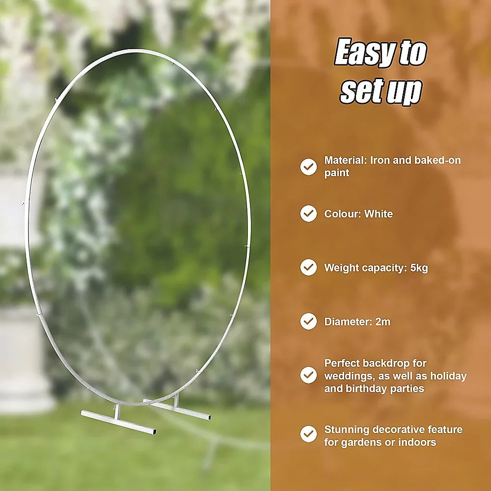 2M Wedding Hoop Round Circle Arch Backdrop Flower Display Stand Frame Background - Mekamart Australia