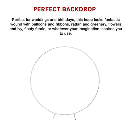 2M Wedding Hoop Round Circle Arch Backdrop Flower Display Stand Frame Background - Mekamart Australia