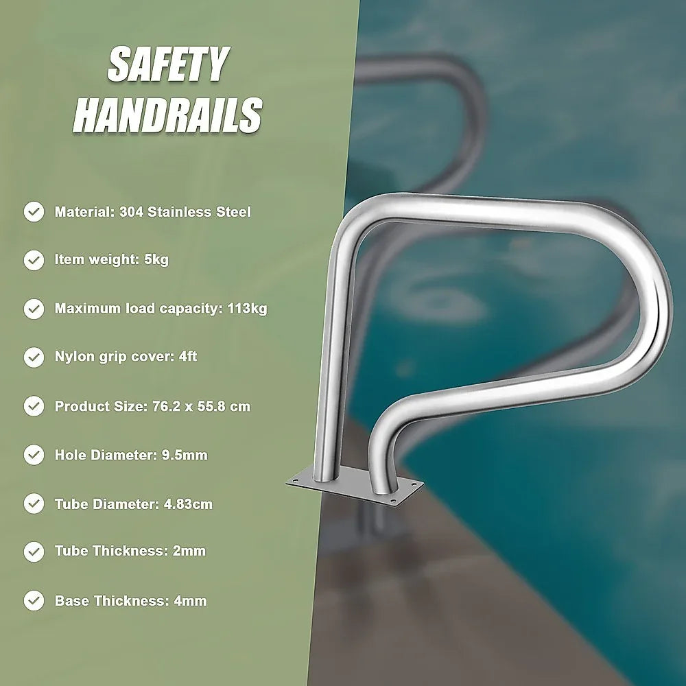 Swimming Pool Hand Rail Step Grab Rail 76.2x55.8cm with Drill Bit - Mekamart Australia