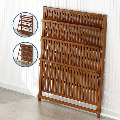 Plant Stand Outdoor Indoor Garden Wood Bamboo Shelf Folding 100CM Length - Mekamart Australia
