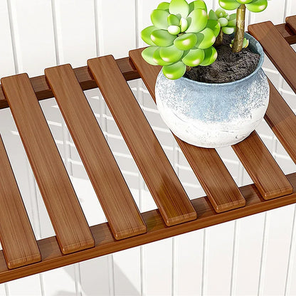 Plant Stand Outdoor Indoor Garden Wood Bamboo Shelf Folding 100CM Length - Mekamart Australia