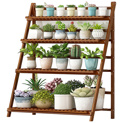 Plant Stand Outdoor Indoor Garden Wood Bamboo Shelf Folding 100CM Length - Mekamart Australia