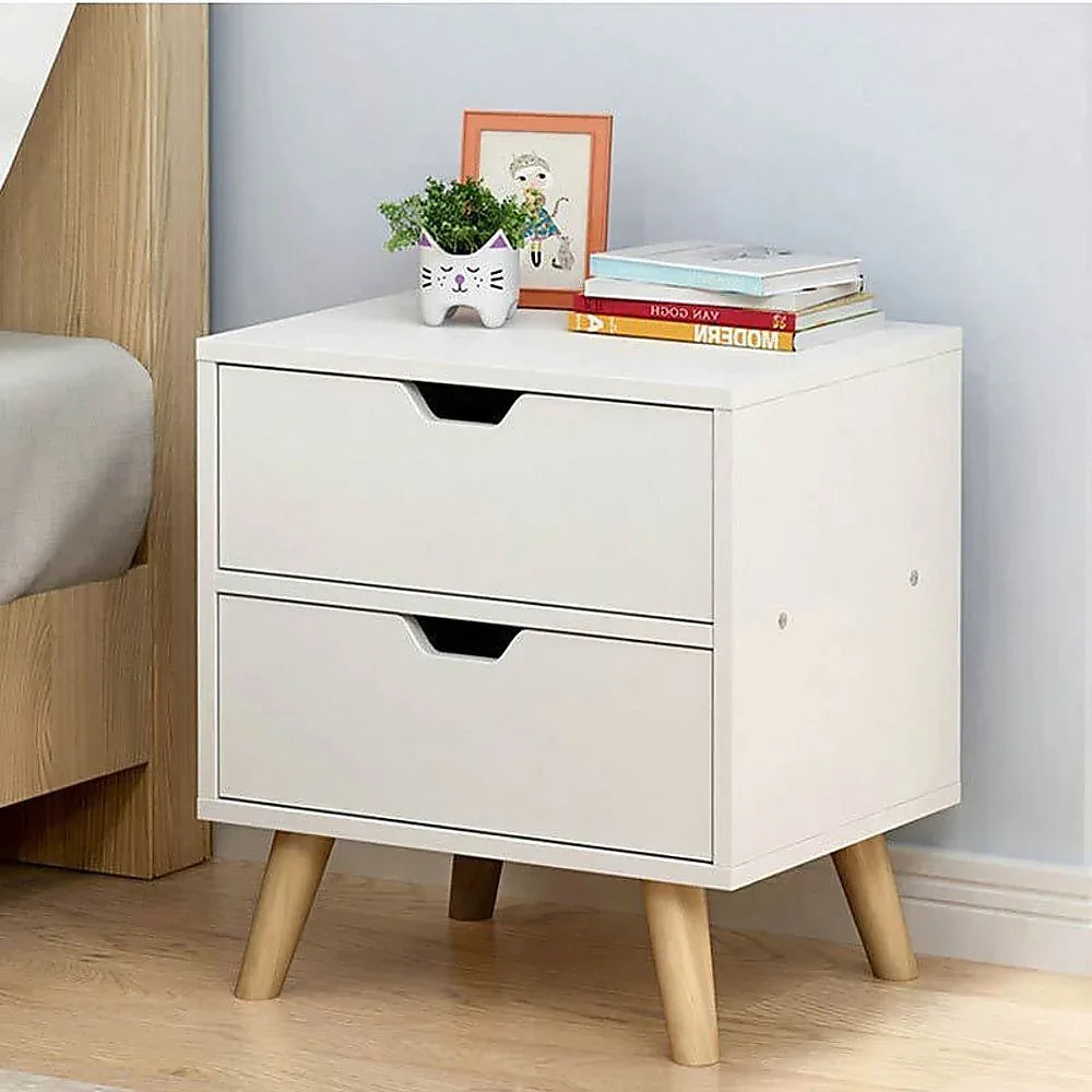 Bedside Tables Drawers Side Table Nightstand White Storage Cabinet Wood - Mekamart Australia