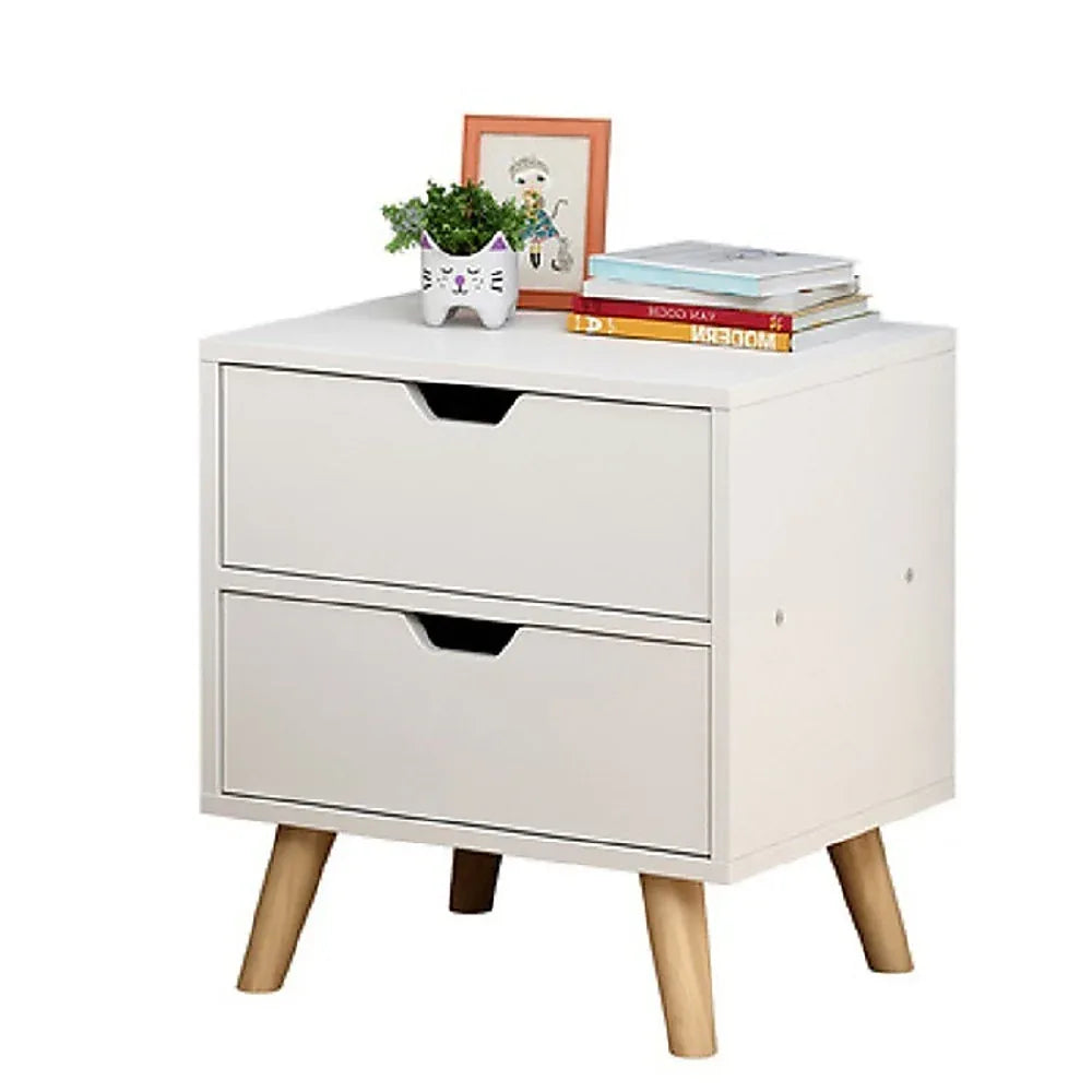 Bedside Tables Drawers Side Table Nightstand White Storage Cabinet Wood - Mekamart Australia