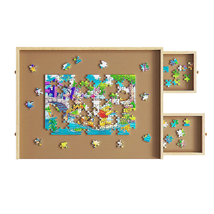 Wooden Jigsaw Puzzle Table Board Storage Table Tray Puzzle For Adult Kid - Mekamart Australia