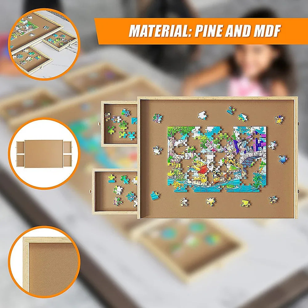 Wooden Jigsaw Puzzle Table Board Storage Table Tray Puzzle For Adult Kid - Mekamart Australia